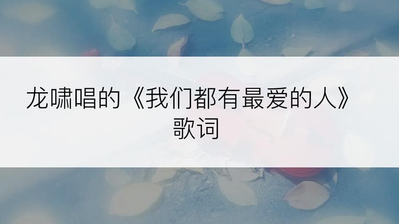 龙啸唱的《我们都有最爱的人》歌词