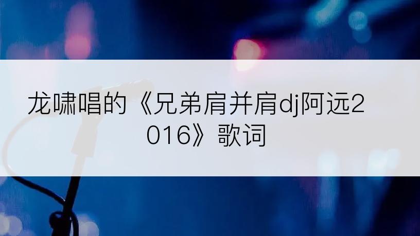 龙啸唱的《兄弟肩并肩dj阿远2016》歌词