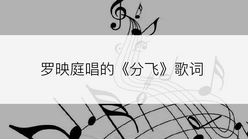 罗映庭唱的《分飞》歌词