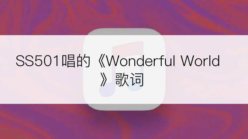 SS501唱的《Wonderful World》歌词