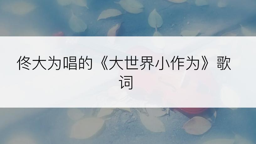 佟大为唱的《大世界小作为》歌词