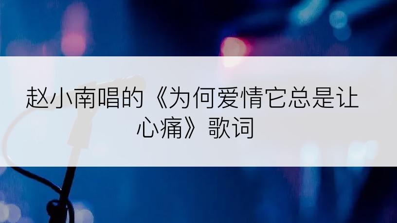 赵小南唱的《为何爱情它总是让心痛》歌词