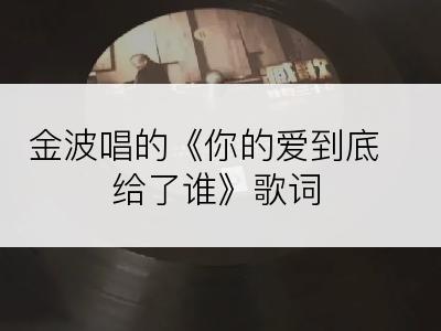 金波唱的《你的爱到底给了谁》歌词