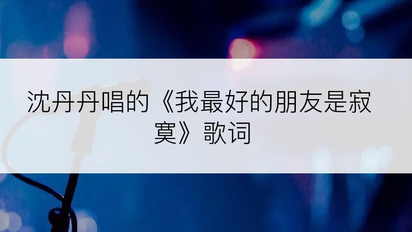 沈丹丹唱的《我最好的朋友是寂寞》歌词