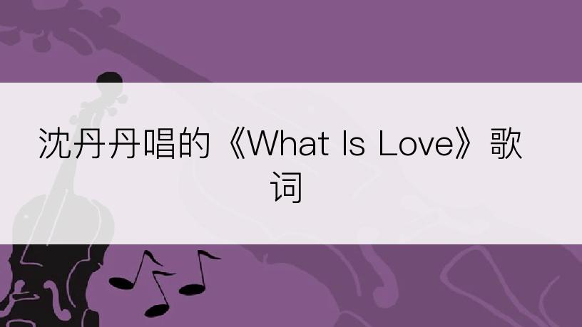 沈丹丹唱的《What Is Love》歌词