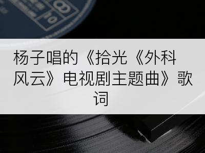 杨子唱的《拾光《外科风云》电视剧主题曲》歌词