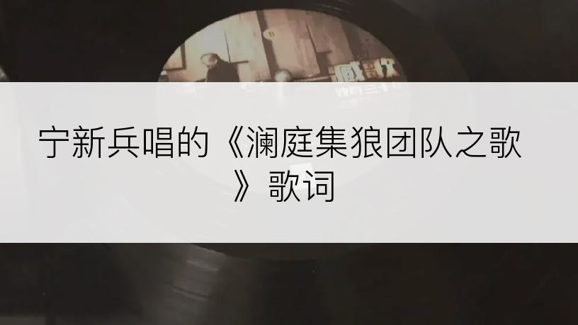宁新兵唱的《澜庭集狼团队之歌》歌词