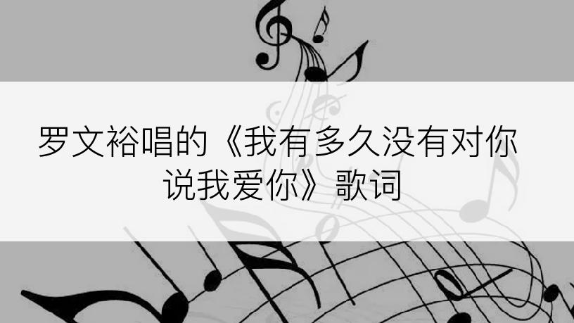 罗文裕唱的《我有多久没有对你说我爱你》歌词