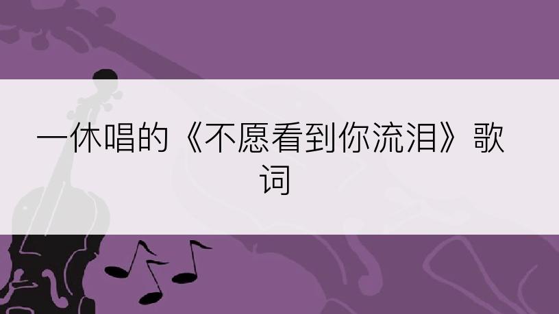 一休唱的《不愿看到你流泪》歌词