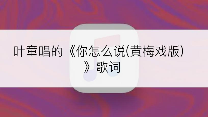 叶童唱的《你怎么说(黄梅戏版)》歌词