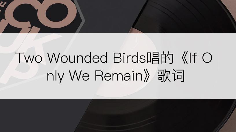 Two Wounded Birds唱的《If Only We Remain》歌词