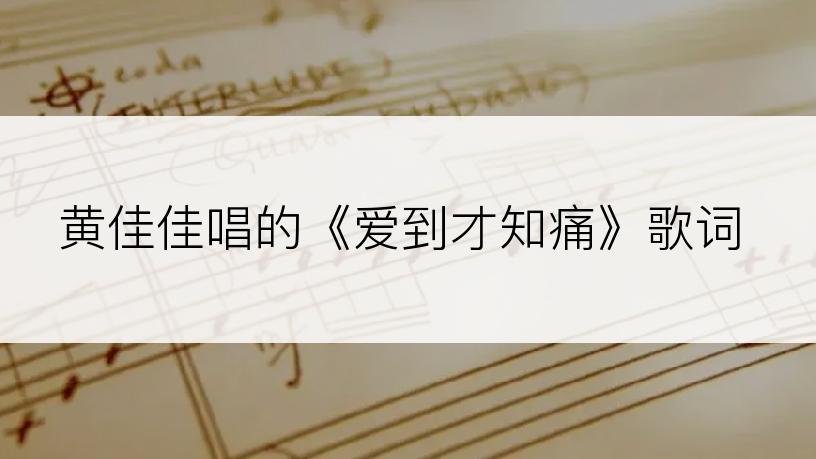 黄佳佳唱的《爱到才知痛》歌词