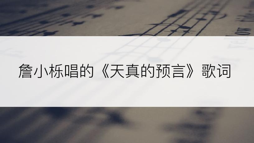 詹小栎唱的《天真的预言》歌词