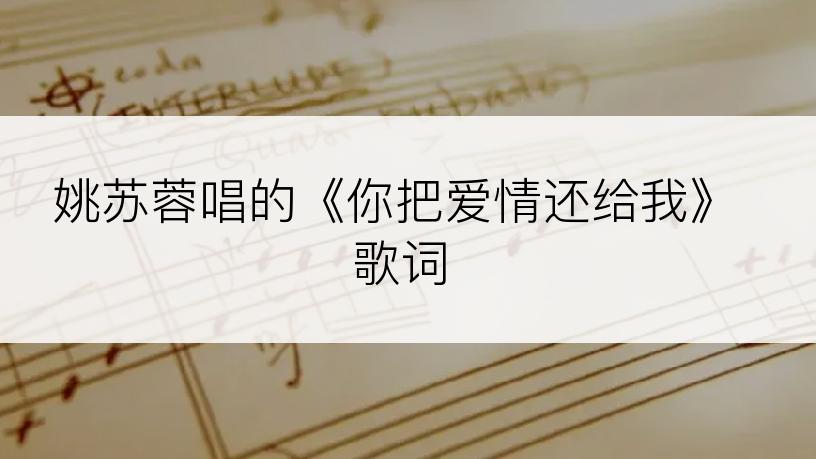 姚苏蓉唱的《你把爱情还给我》歌词