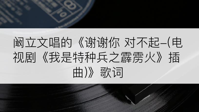 阚立文唱的《谢谢你 对不起-(电视剧《我是特种兵之霹雳火》插曲)》歌词