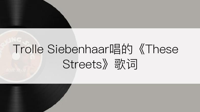 Trolle Siebenhaar唱的《These Streets》歌词