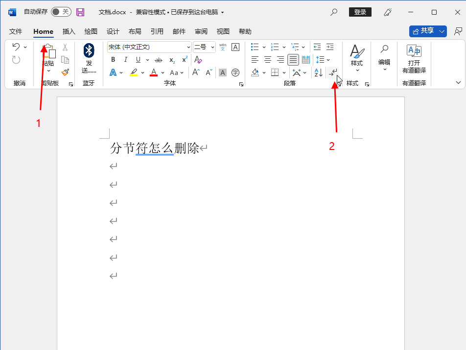 分节符怎么删除